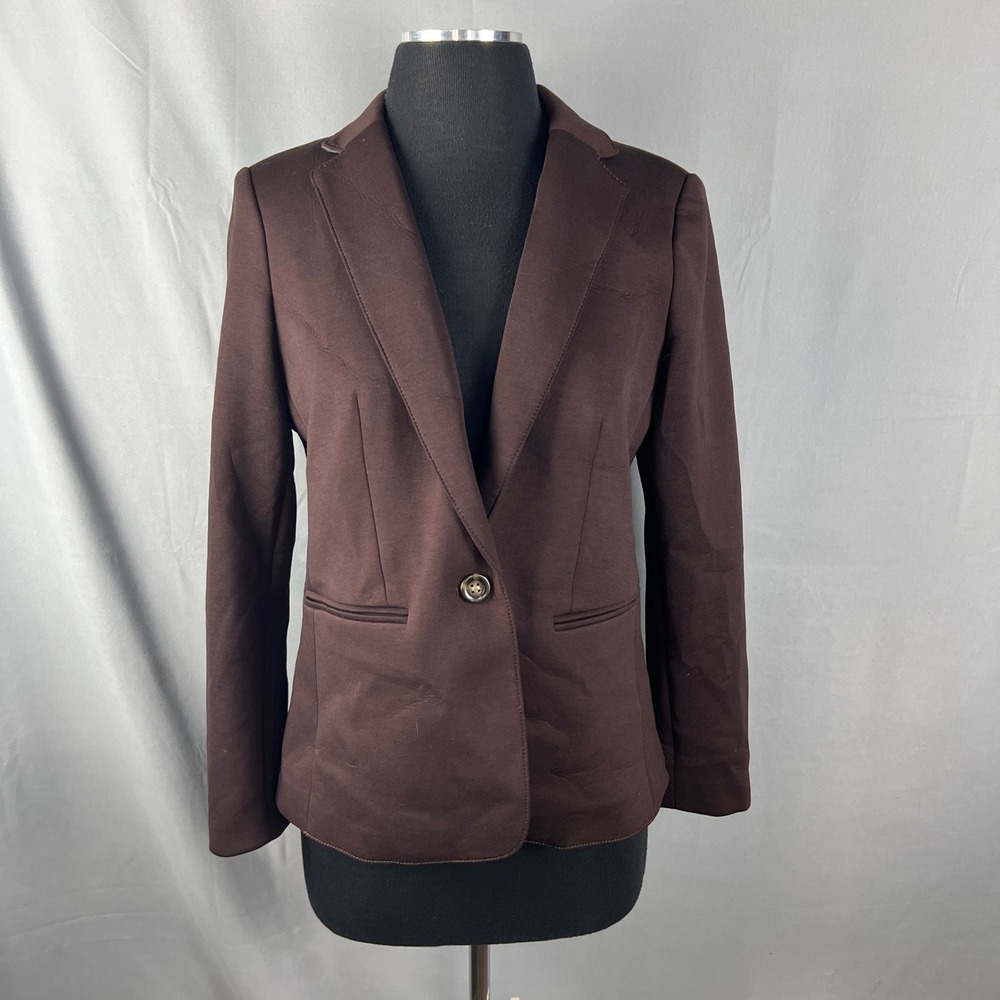 Ann Taylor Blazer Jacket Women 6 Petite Brown Single Breasted Notch Lapel Formal